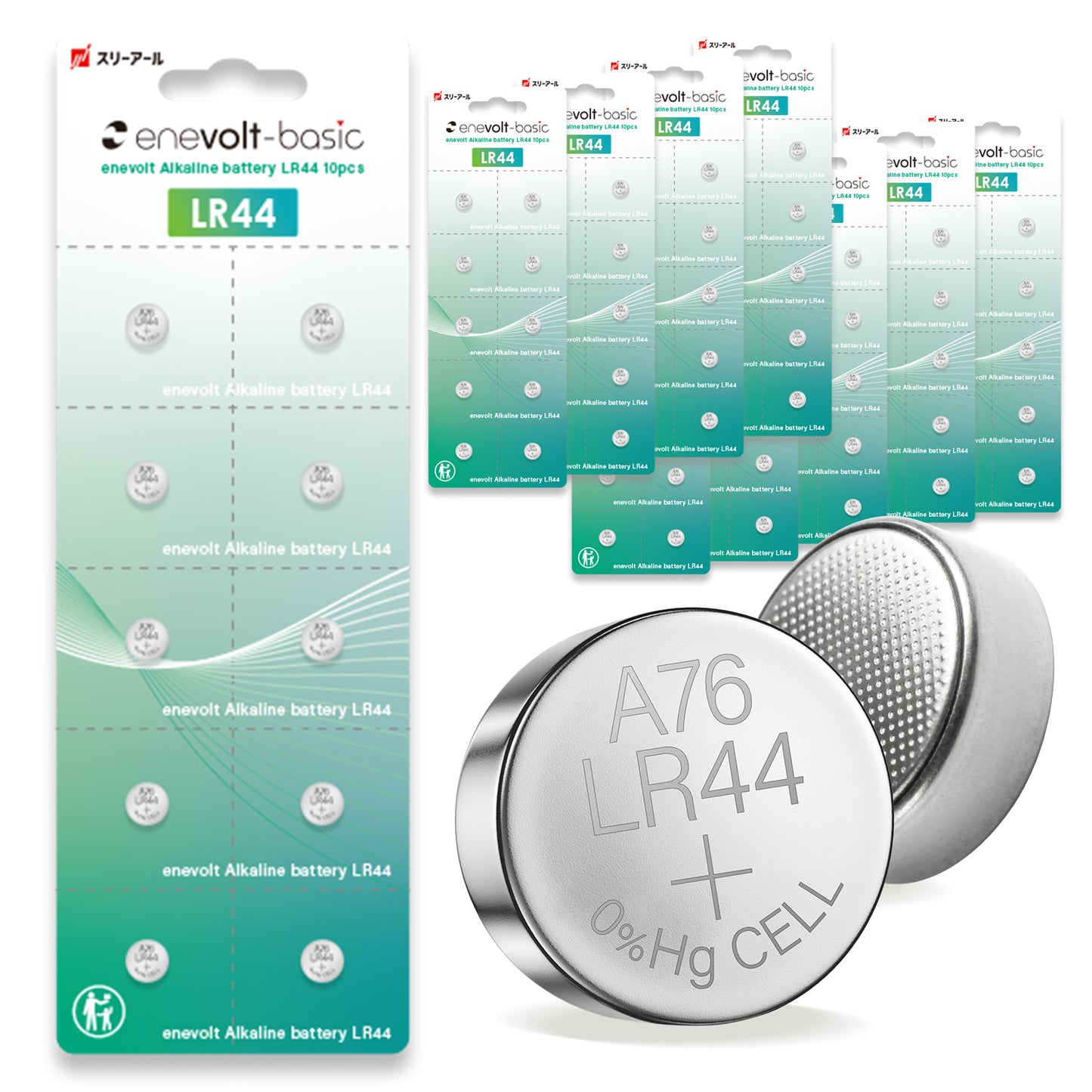 Alkaline button battery enevolt basic LR44 1.5V set of 10