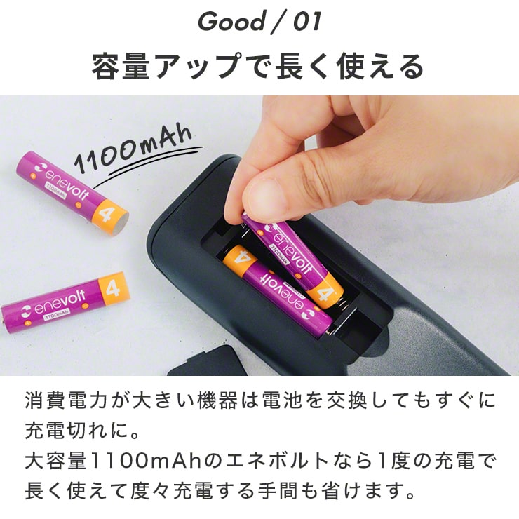 【送料無料】 ニッケル水素充電池 enevolt (エネボルト) 単4形 1100mAh 4本セット