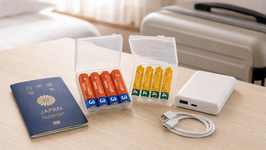 旅行 出張 電池準備 充電池 モバイルバッテリー パスポート enevolt
