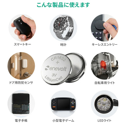enevolt エネボルト リチウムコイン電池 CR1632形 3V 120mAh 2個セット