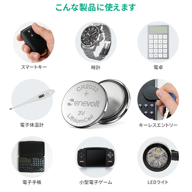【送料無料】 enevolt （エネボルト） リチウムコイン電池  CR2032 3V 240mAh 2個セット