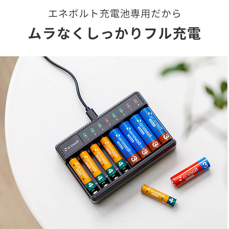 enevolt エネボルト 2Way USB充電器 単3 単4 8本用