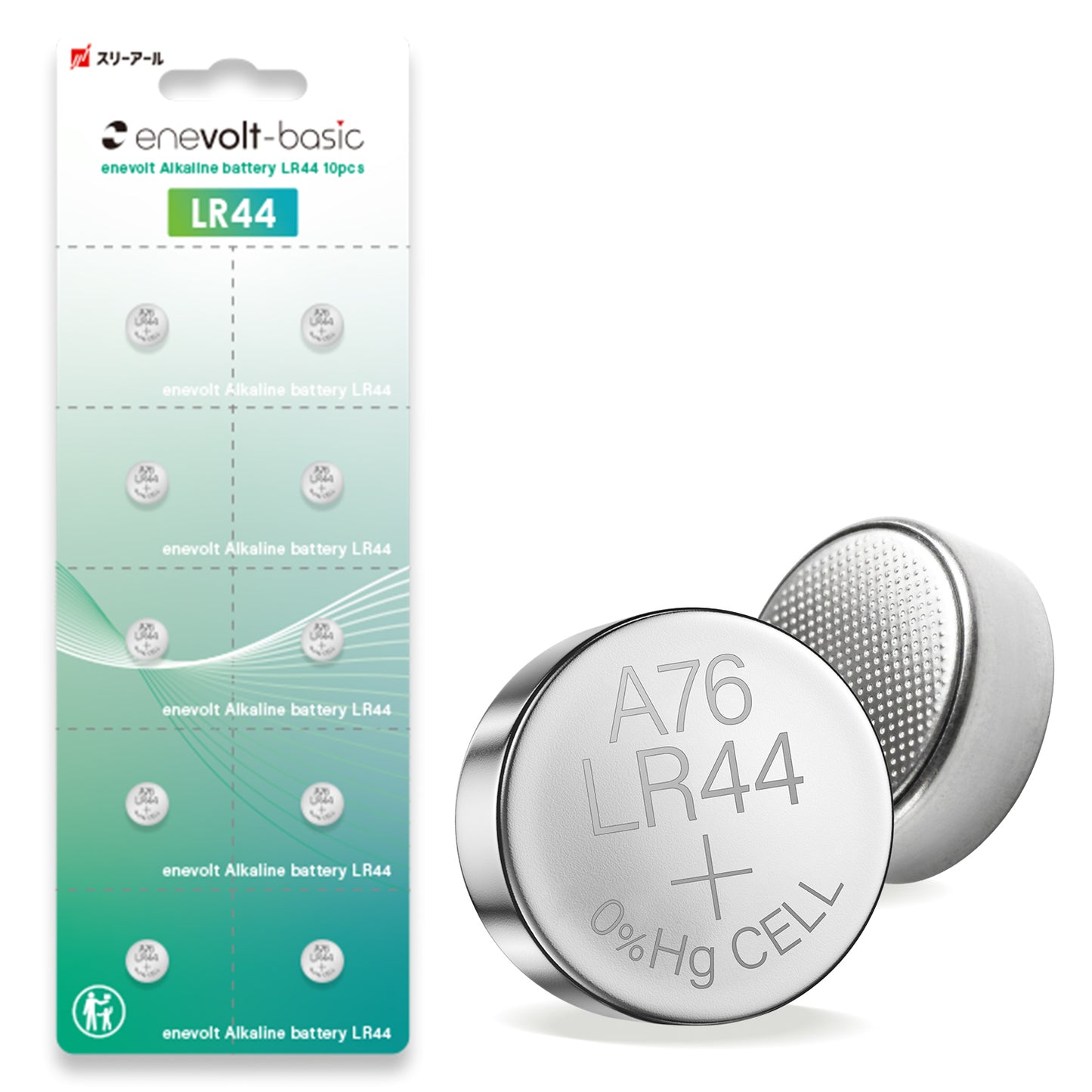 Alkaline button battery enevolt basic LR44 1.5V set of 10