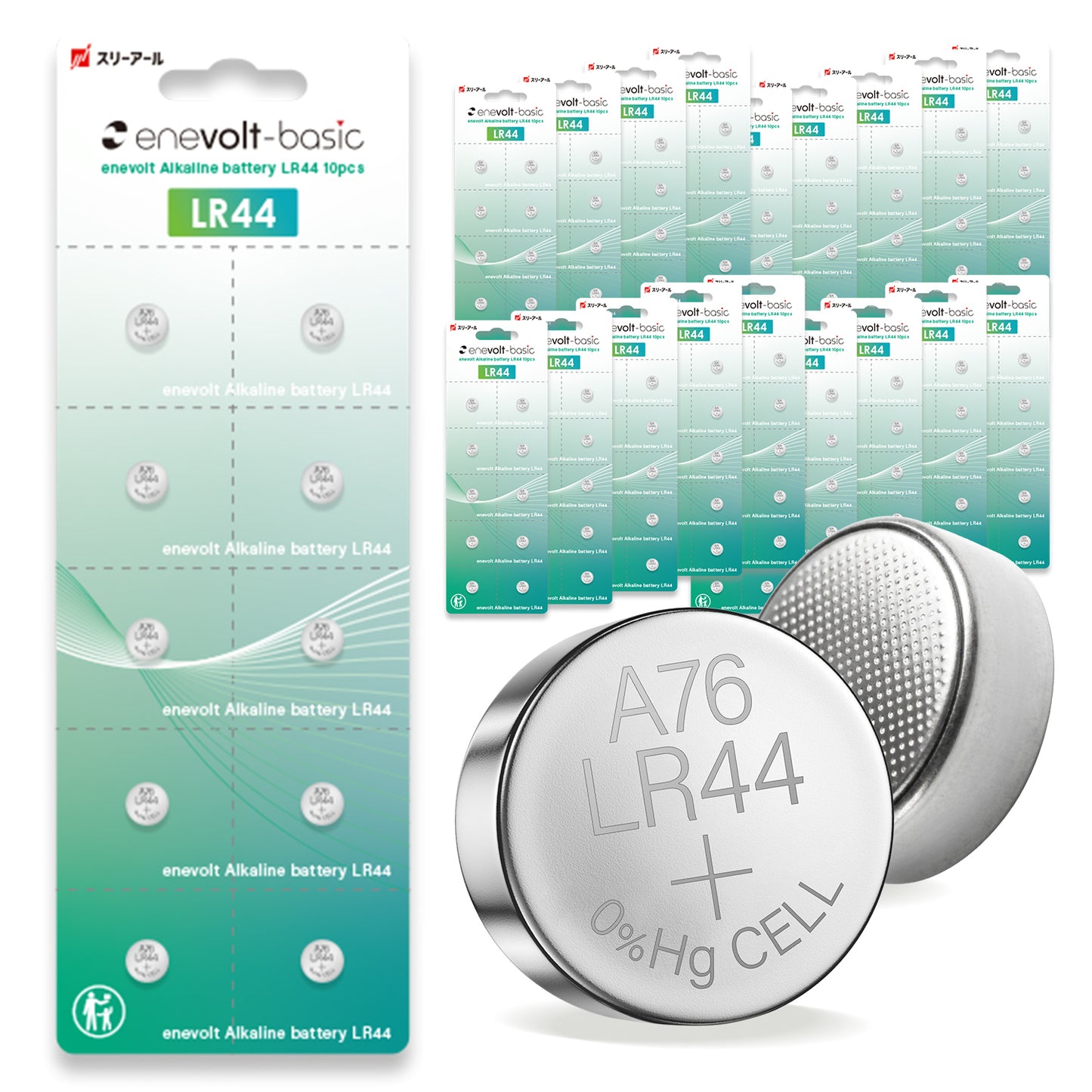 Alkaline button battery enevolt basic LR44 1.5V set of 10