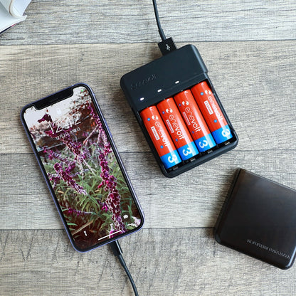 Mobile battery gosy Ni-MH rechargeable battery USB charger for 4 AA and AAA batteries only 