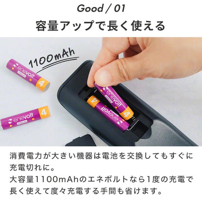 ニッケル水素充電池 enevolt （エネボルト） 単4形 1100mAh 4本セット