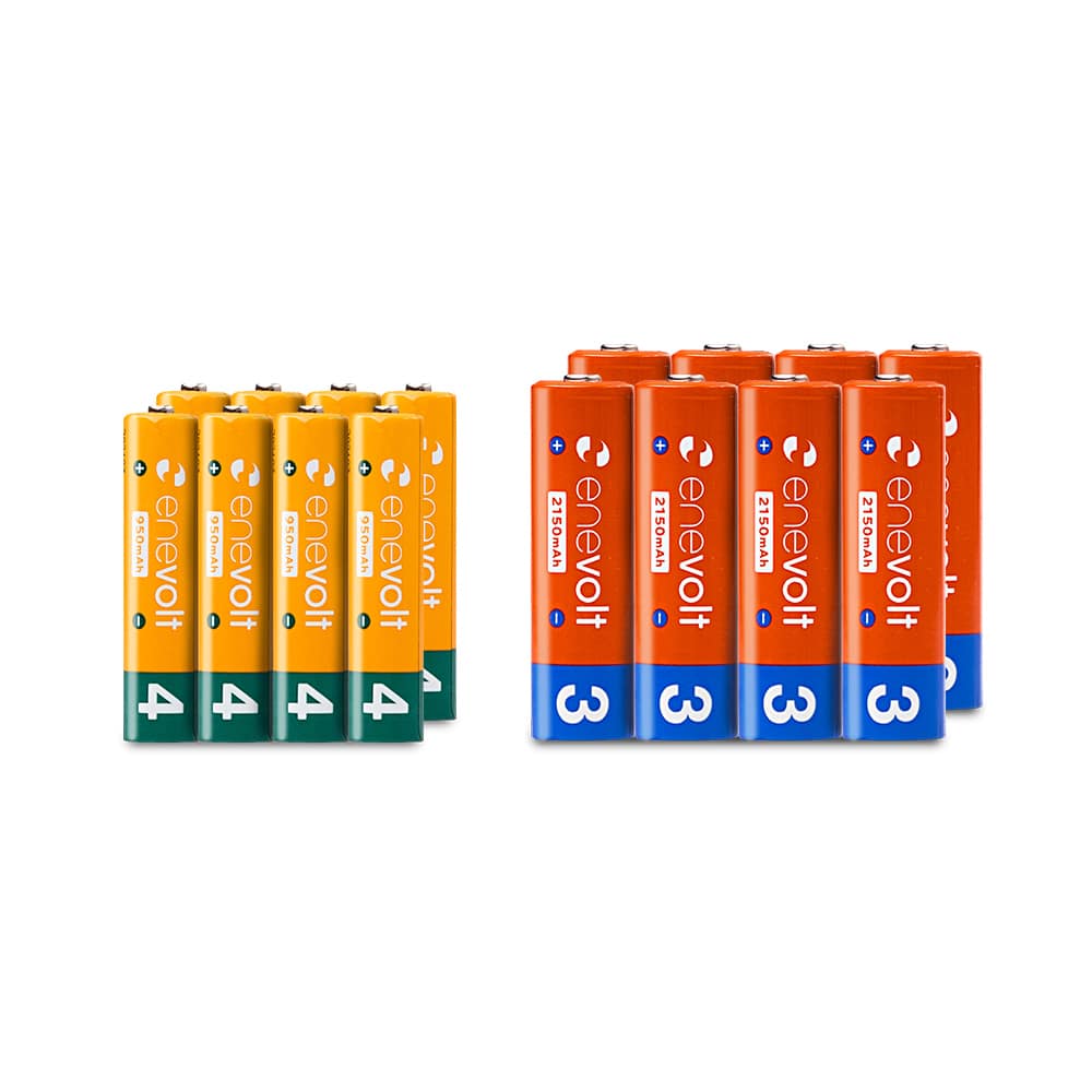 Nickel-metal hydride rechargeable battery enevolt 8 AA 2150mAh & 8 AAA 950mAh set 