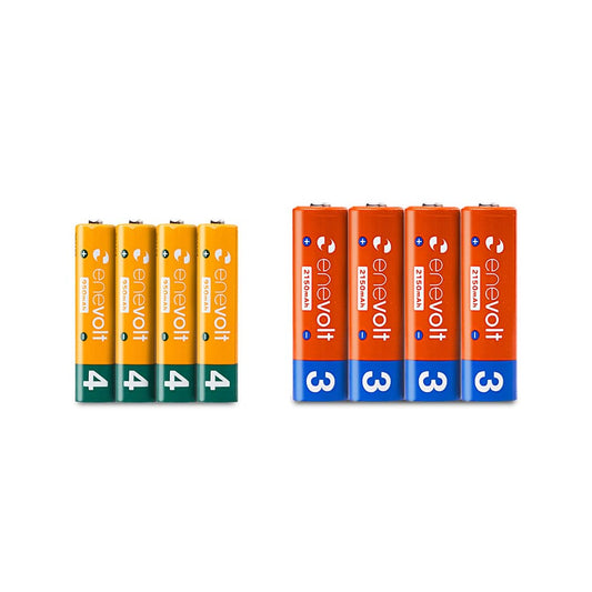 Nickel-metal hydride rechargeable battery enevolt 4 AA 2150mAh &amp; 4 AAA 950mAh set 