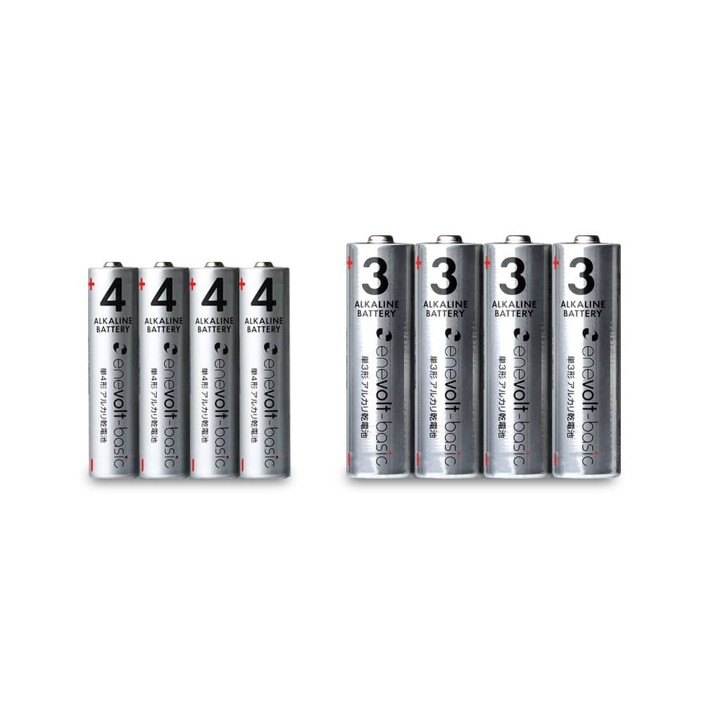 アルカリ乾電池 enevolt basic （エネボルト ベーシック） 単3形 4本 & 単4形 4本 セット